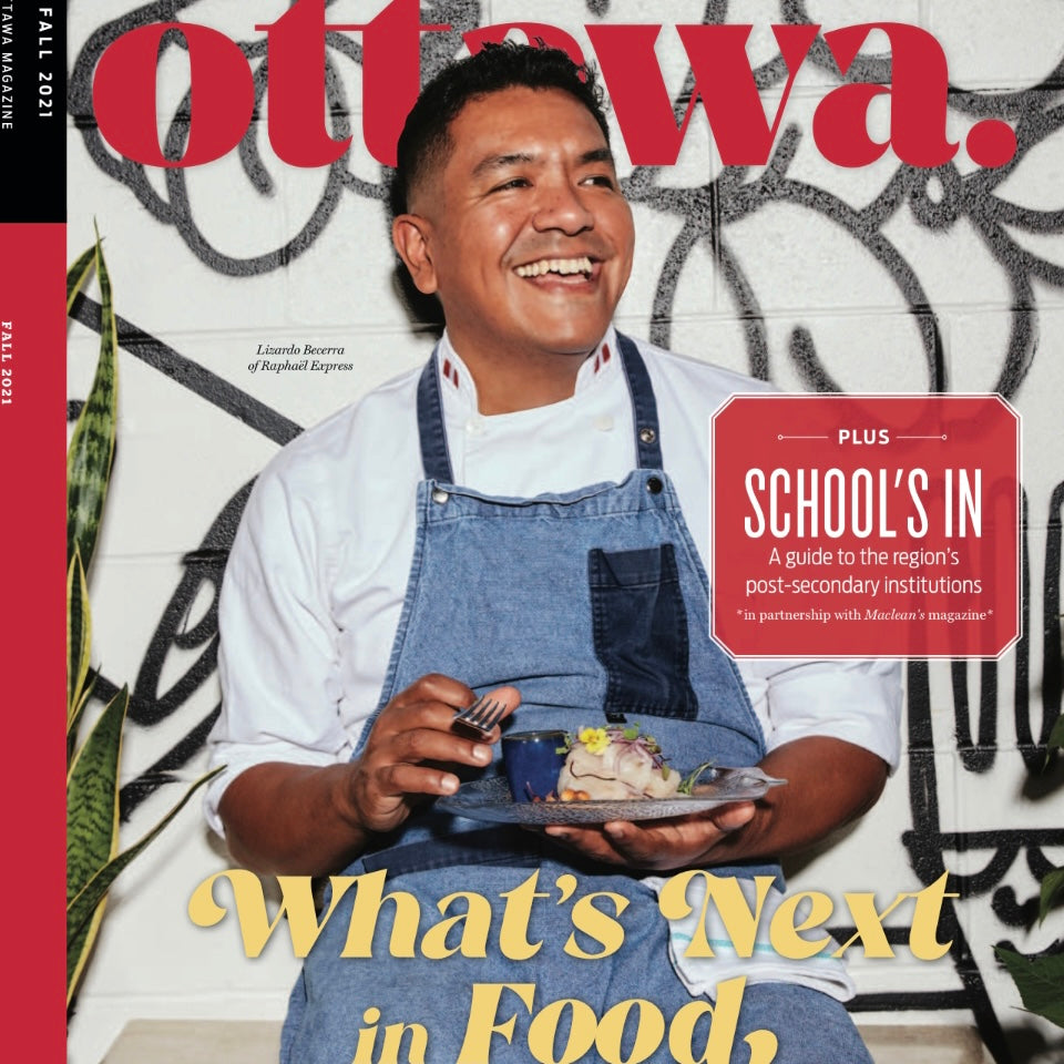 Lizardo Becerra on the cover of Ottawa Magazine with the cover title: "What's Next in Food"